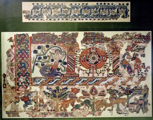 Frammento di tessuto raffigurante Giona e la balena da Coptic